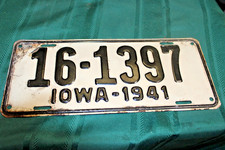 IOWA LICENSE PLATE 1941 CEDAR COUNTY 16-1397