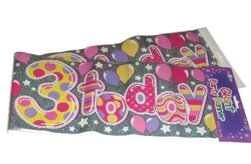 Happy 3rd Birthday Banner Giant Multicoloured 3 Today 2.7x19cm Party Decoration