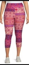 Terra  Sky NEW  Woman's PLUS Capri legging's size 0X purple/peach/pink floral