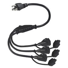 3-Outlet Power Splitter Cord, 1 to 3 Way Outlet Indoor  Outdoor 1.5FT 1-Pack