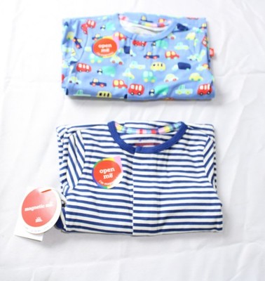 Magnetic Me Baby Boys 2-Pack Magnetic Footie AC2 Blue Multi/Cars Size 3-6M NWT