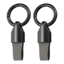 2pcs Car Key Chain Ring Clip, Leather Keychain Key Fob, Gunmetal Grey