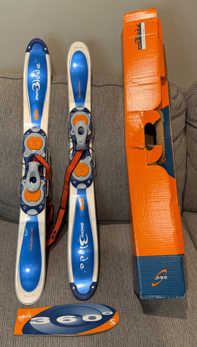 Salomon Snowblade Snow Blades Buzz Original Blue Orange Trick Skis
