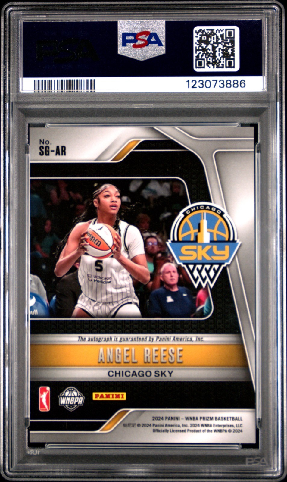 2024 Panini Prizm WNBA #SGAR Angel Reese RC Sigmature AUTO PSA Mint 9 Sky Dream view 2