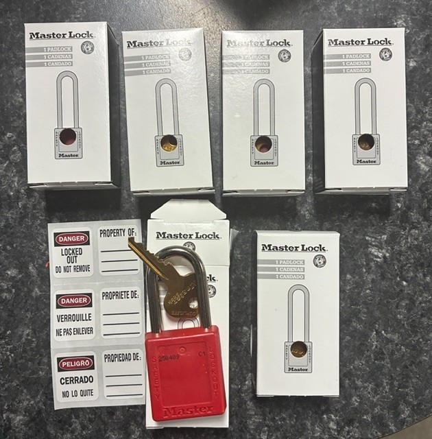 6pc Master Lock 410 Red Safety Lockout Padlock Keyed Different NEW