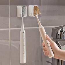2 Pcs Toothbrush Holders for Bathroom, Toothbrush Holder Wall Mounted with Cover