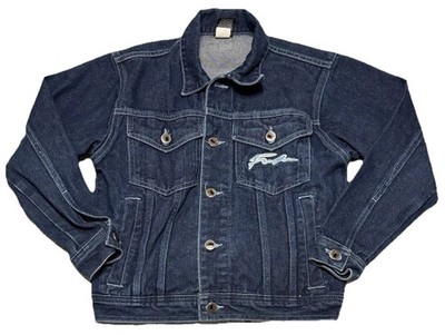 Vintage Fubu Boys Small Blue Button Up Denim Trucker Jacket Streetwear Y2K Vtg