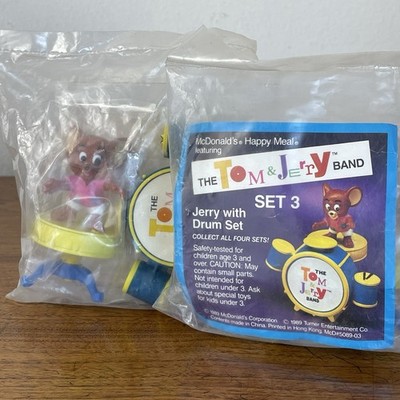 1989 McDonalds Happy Meal Tom & Jerry Band Drum Set of 2 Cute Cartoon Unopened