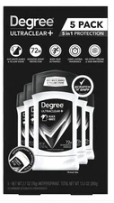 Degree Men UltraClear Deodorant 5 Pack 72HR Antiperspirant Black & White 2.7 oz