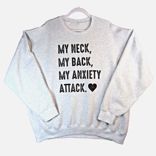 Funny Anxiety Sweatshirt Oversize Women Size About 2X/3X Heather Gray Comfy Cozy
