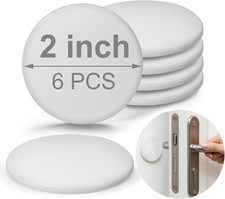 White Door Stoppers for Wall, 2" Self-Adhesive Door Knob Wall Protectors, 6 Pack