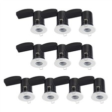 Set of 10 White GU10 Fire Rated IP65 Bathroom Recessed Ceiling Downlights Spots