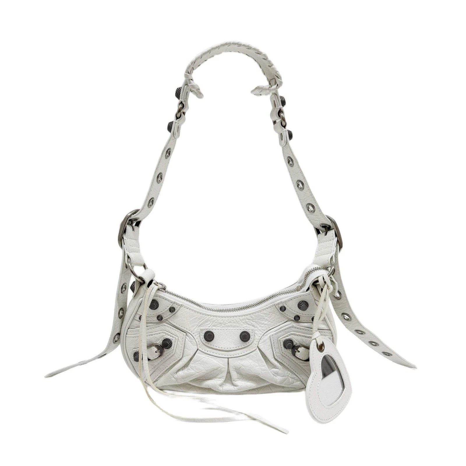 Balenciaga — BALENCIAGA Le Cagole White Leather Shoulder Bag