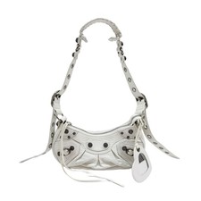 BALENCIAGA Le Cagole White Leather Shoulder Bag