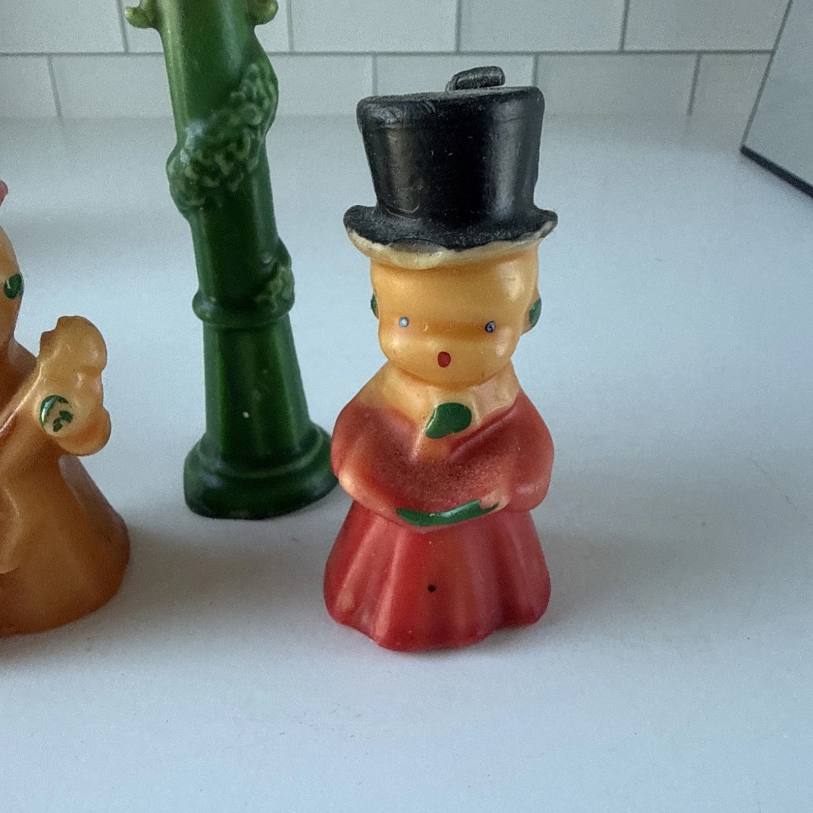 Vintage 1950s Gurley Christmas Candles Carolers Street Lamp Post Set of 3 image 5
