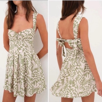 For Love & Lemons $239 Distorted Checkered August Mini Dress - S