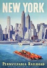 14054.Wall Decor Poster.Vintage Interior Art.New York Travel City Skyline Ad