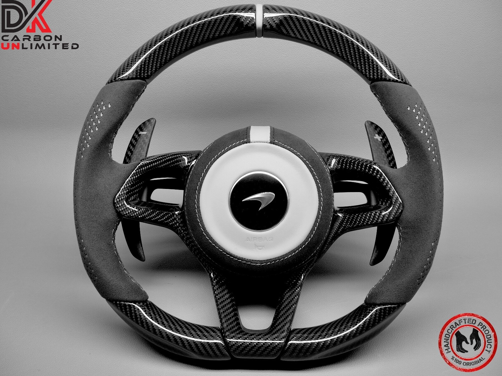 McLaren 675LT 540C 570S 650S 600LT 620R Alcantara Gray Carbon Steering Wheel v2