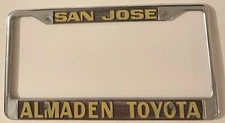 Vintage Almaden Toyota Dealership License Plate Frame San Jose California Dealer