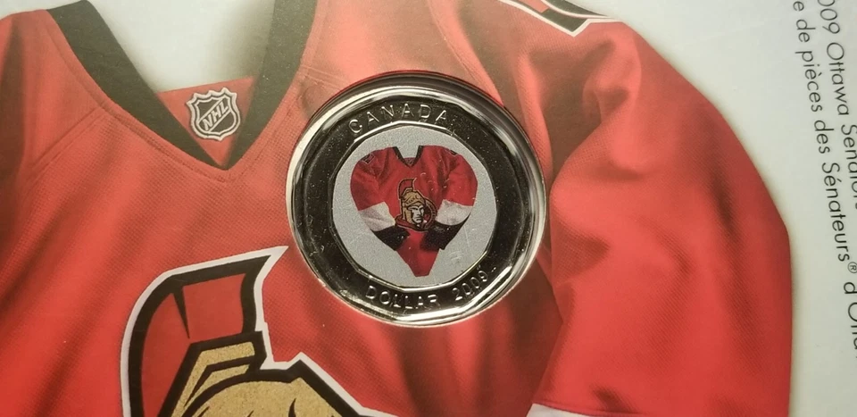 2008 Ottawa Senators NHL Mint Set Canada Having Rare Coloured Jersey $1 Coin. - Image 2 of 3