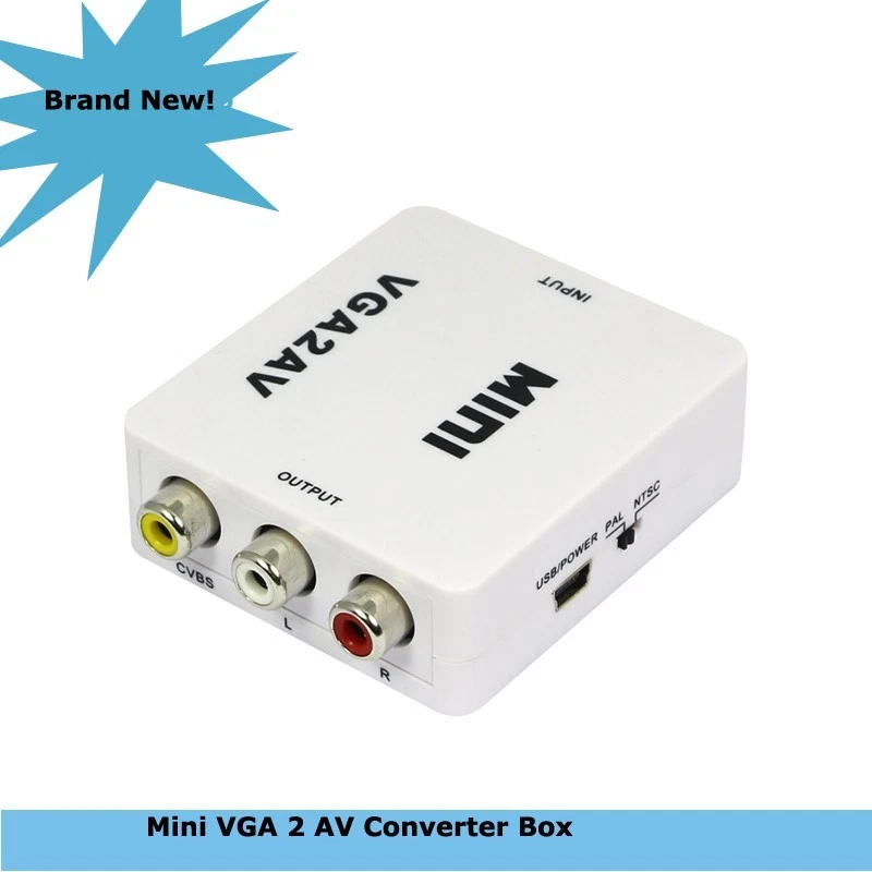 1080P Mini VGA To AV RCA CVBS Video Converter Audio Adapter PC Laptop DVD To TV - Image 3 of 4