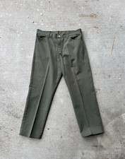 Vintage 1970s Ranchcraft Green Twill Pants Military 34x27.5