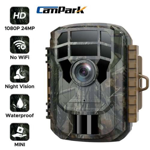 Campark Mini Wildlife Trail Camera 1080P 24MP Hunting Game with 120° Wide Angle - Afbeelding 1 van 17