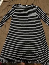 Old Navy Dress Womens Small Black Striped Long Sleeve Soft Stretchy