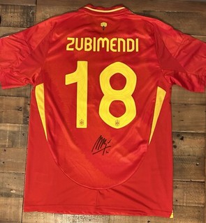 Signed Martin Zubimendi Spain 2024 Home Shirt Proof Champions Real Sociedad