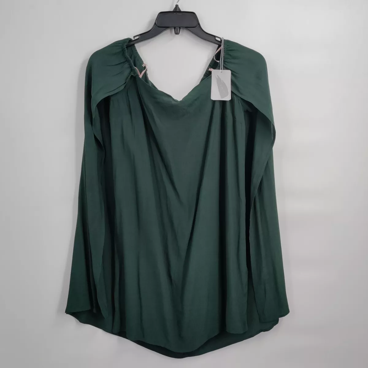 New Forever 21 Off Shoulder Short Sleeve Cape Tunic Top Large Women Green