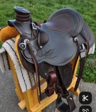 Western ropper saddle 16'' color black eco leather drum dye finish all sizes