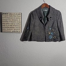 Classiques Entier Tweed w/Embrodered Flowers Sparkly Beading Jacket Sz. S