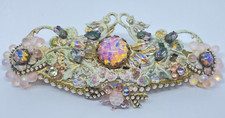 Michal Negrin hair pin clip Romantic hand made Crystals flowers Israel