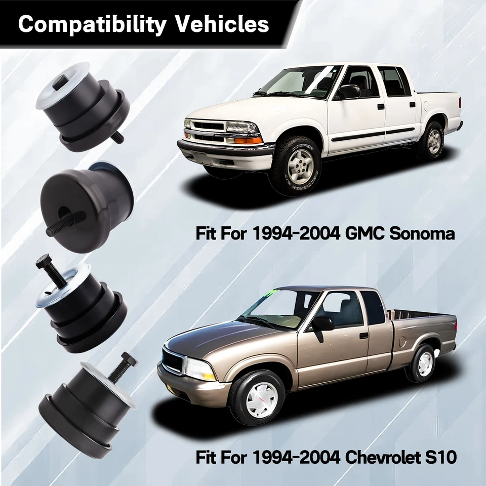 4Pcs Body Cab Mount Bushing Kit 1994-2004 Chevy S10 GMC Sonoma 924-180 924-181 - Image 4 of 4