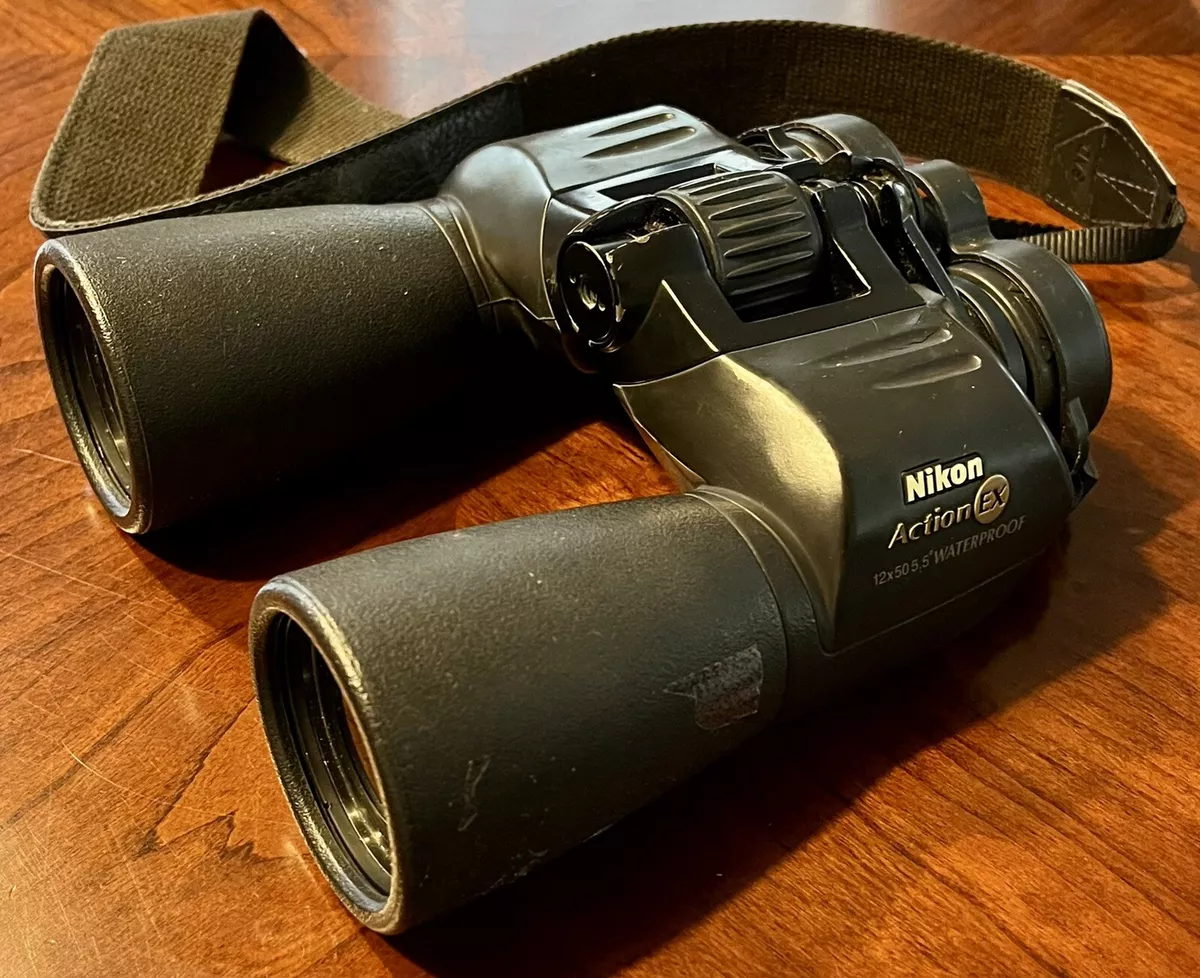 Nikon Action EX 12x50 5.5 Waterproof Binoculars & Nikon Strap Black Field