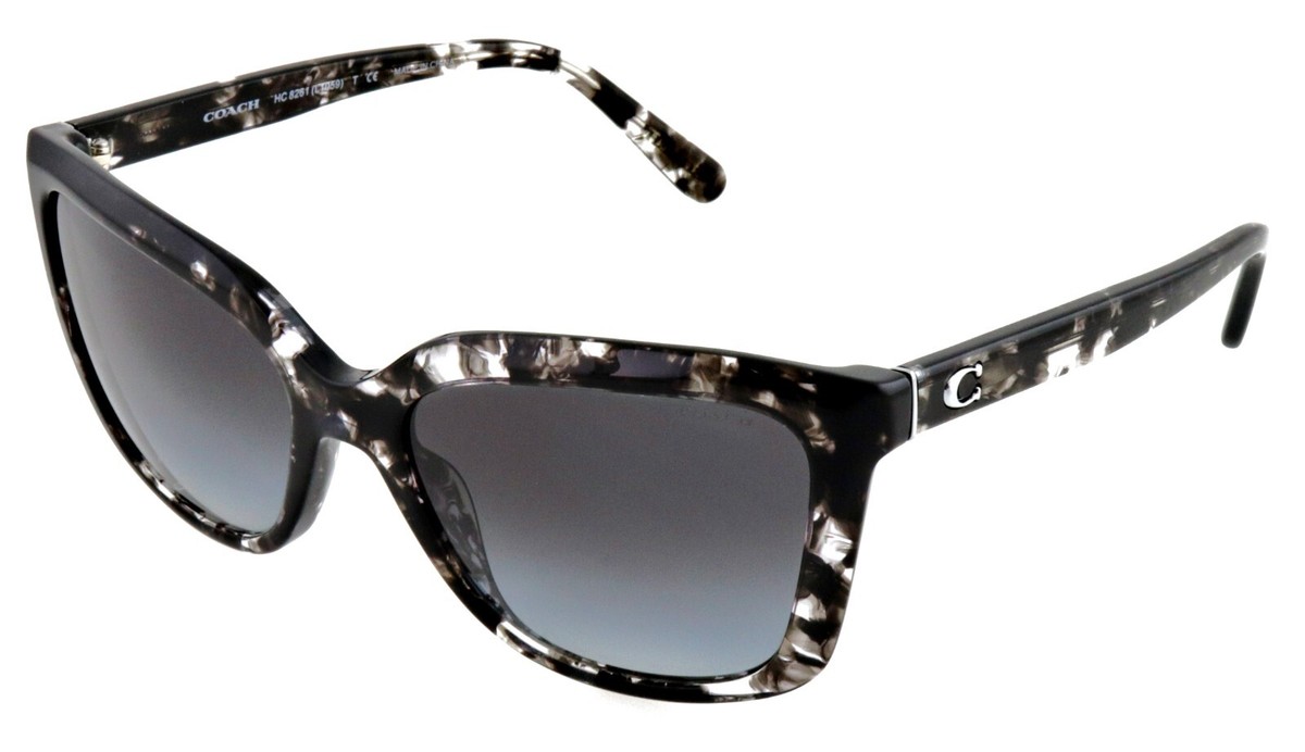 Coach Designer Car Eye Sunglasses Black/Tortoise Shell with Grey Lens HC8261 New COACH HC8261 55638G 55mm Black Tortoise Oversized Cat  main image 2