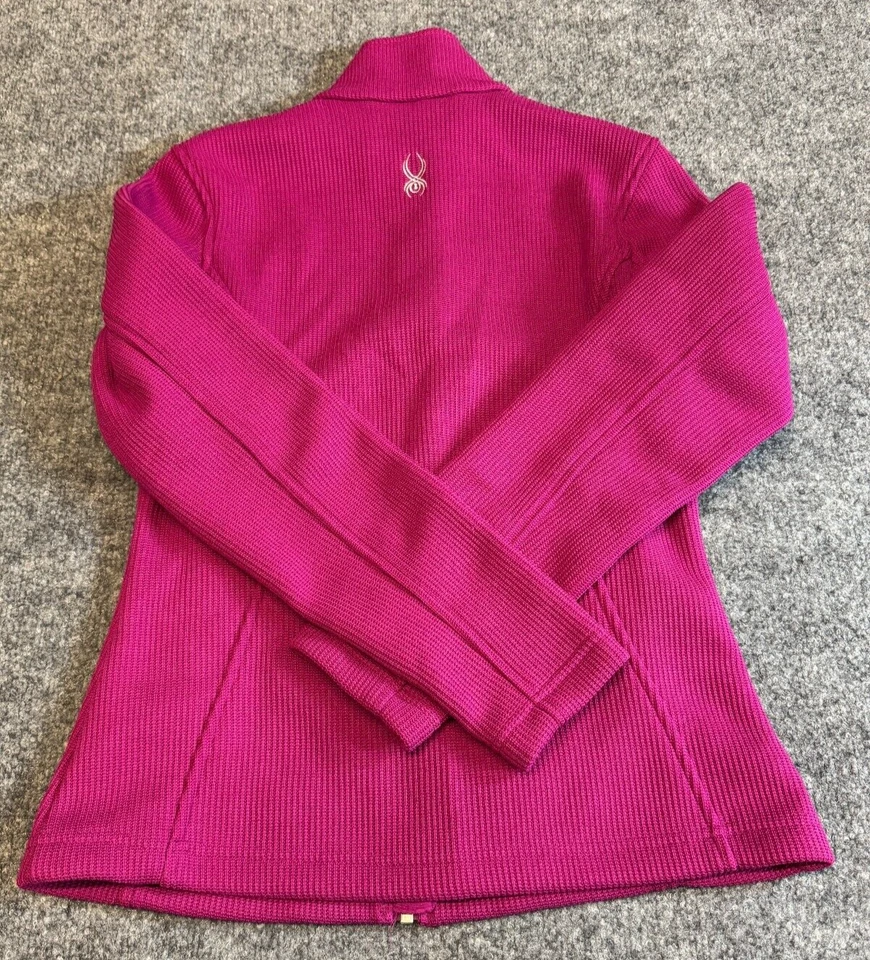Suéter Spyder Core Para Mujer M Rosa Forrado de Vellón Grueso Tejido Cuello Simulado Cremallera Completa Foto 2 de 4