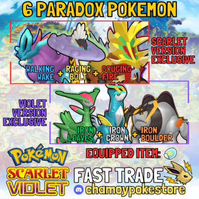 WALKING WAKE - GOUGING FIRE - RAGING BOLT - IRON LEAVES BOULDER CROWN   POKEMON