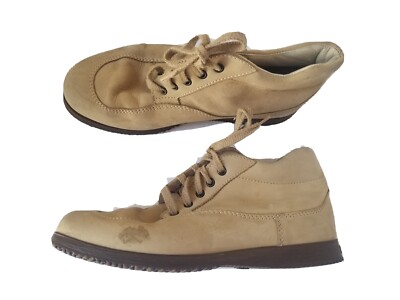 Hogan Women's US 7 Ankle Boots Suede Beige Leather Lace Up Chelsea