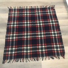 Vintage Troy Robe Plaid Fringed Throw Blanket Lap Stadium Wool Cover Picnic