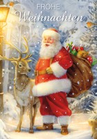 Weihnachten GlüCkwunschkarte Mit Umschlag Weihnachtsmann Rentier
