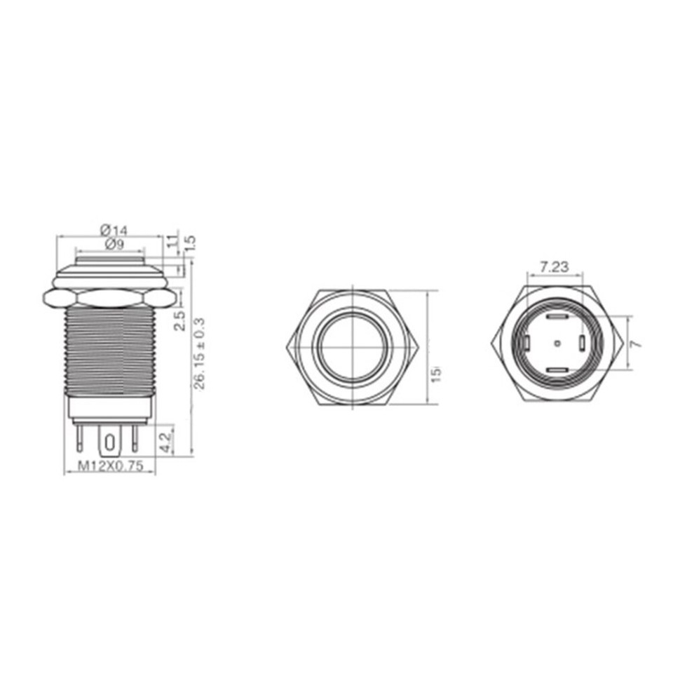 Green LED Stainless Metal Latching Push Button Switch On Off 12V - 12mm ...