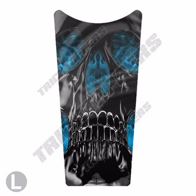 Calcomanía Personalizada Para Consola De Harley Touring 87-07 - Diseño De Calavera Azul, Vinilo 3M Brillo