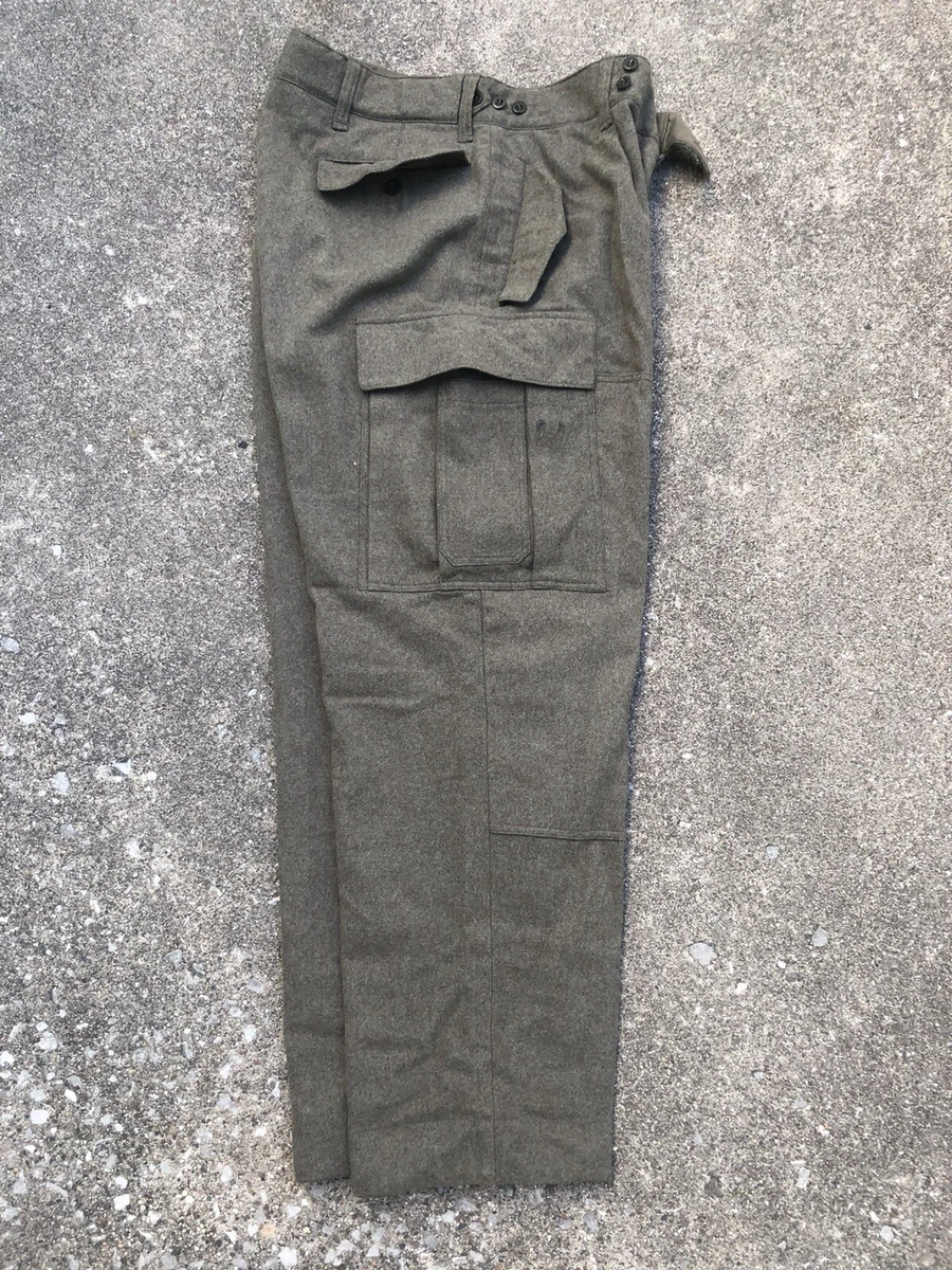Vintage Bulag Munchen 1962 Heavy Wool Pants Mens German Military Cargo Green