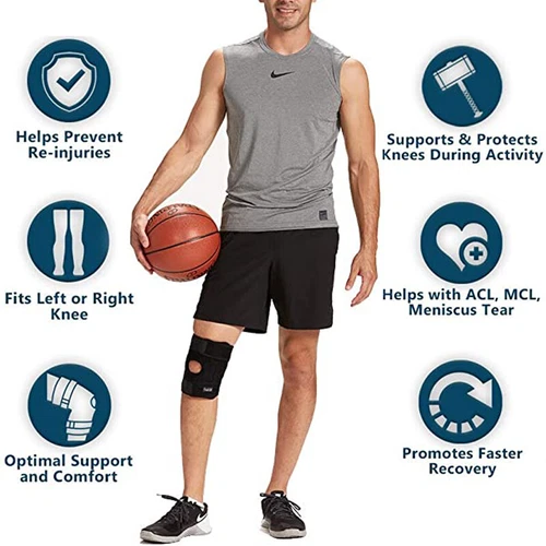 Knee Brace Compression Sleeve Joint Support Open Patella Stabilizer Wrap Straps - Picture 11 of 32
