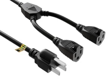 Cable Leader 72IN Dual Outlet Power Splitter Cord NEMA 5-15P to 2x 5-15R 16AWG