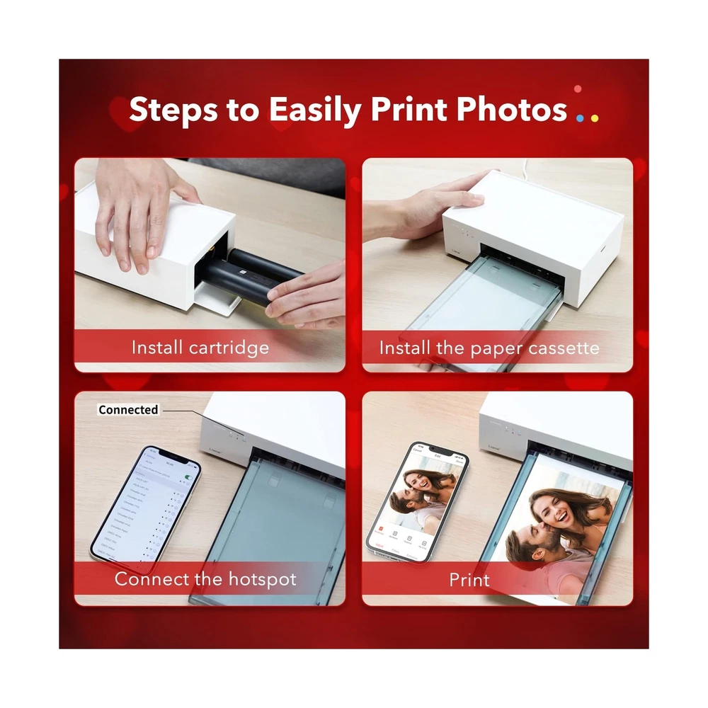 Liene 4x6 Wi-Fi Photo Printer with 20 Full-Color Sheets
