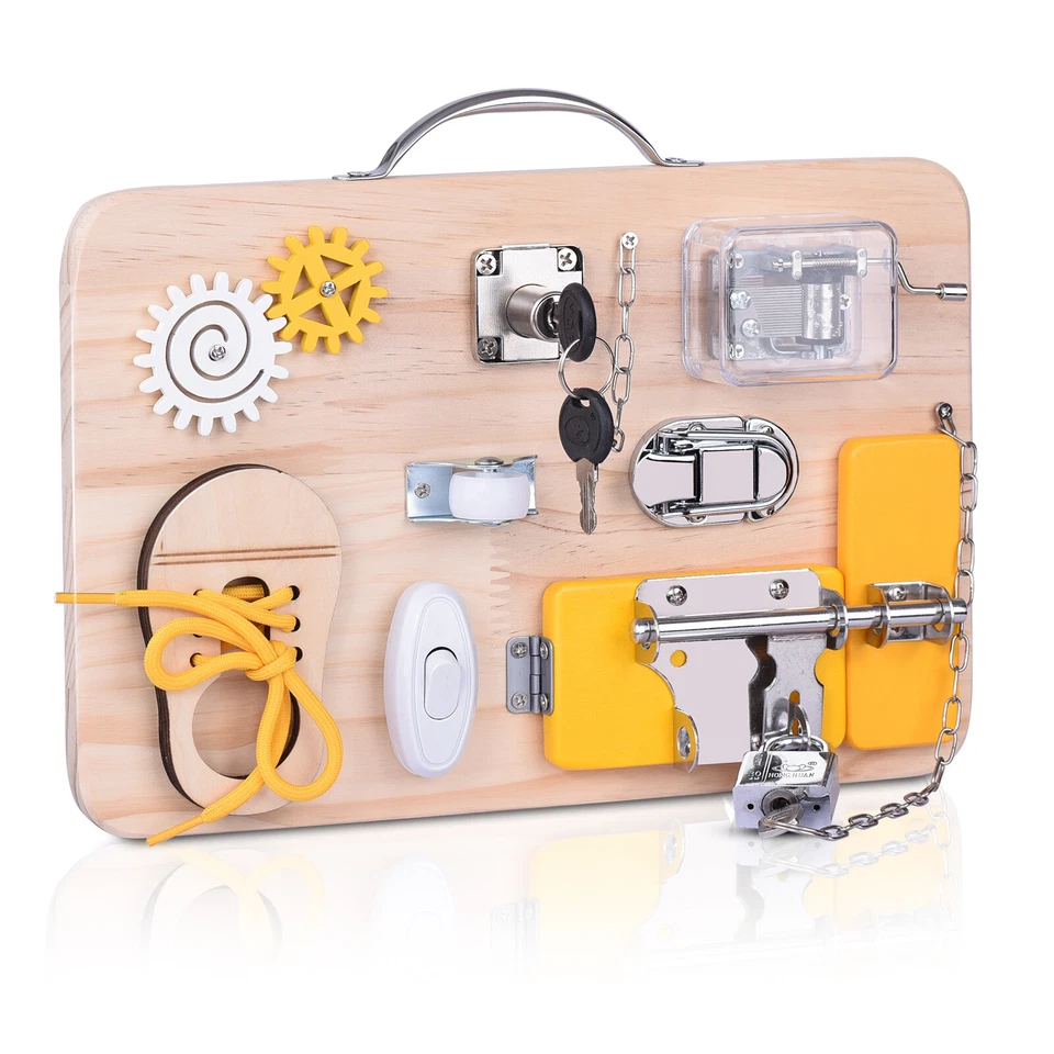 Motorikbrett ab 1 2 3 Jahr Activity Board Montessori Spielzeug Busy Board Brett