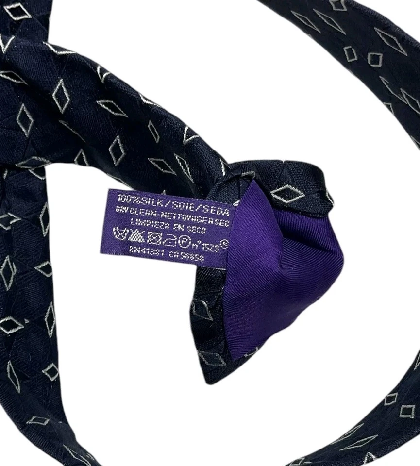 Corbata Ralph Lauren Purple Label para hombre 100 % seda LUJO azul marino geométrica con:3,7" usada en excelente estado Foto 3 de 4