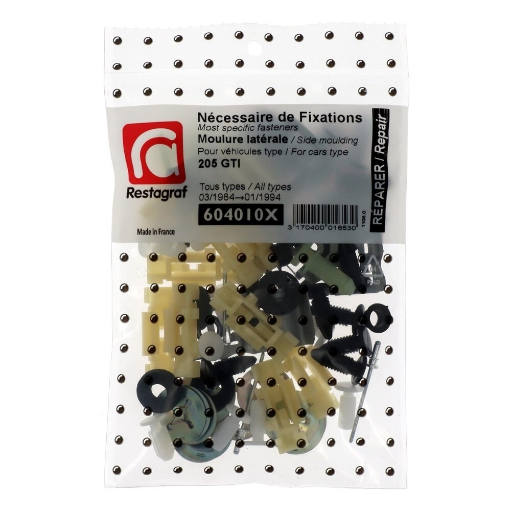 Fixations moulure latérale 205 gti 03.1984 01.1989 Restagraf kit de clips de rechange